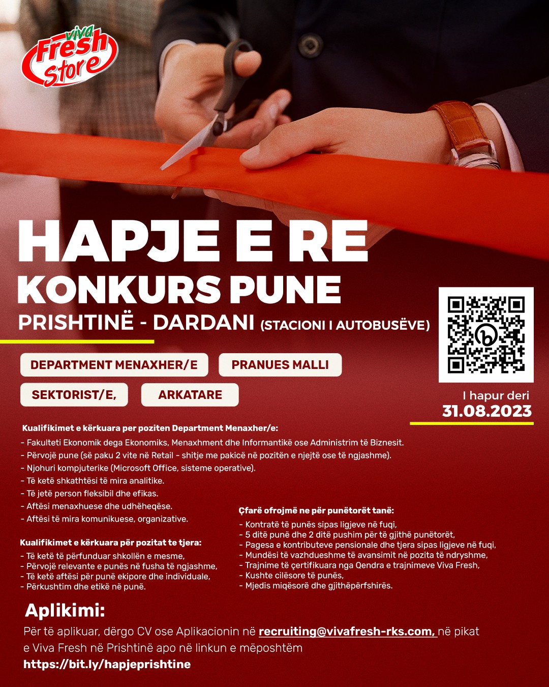 Department Menaxher/e, Pranues Malli, Sektorist/e, Arkatare